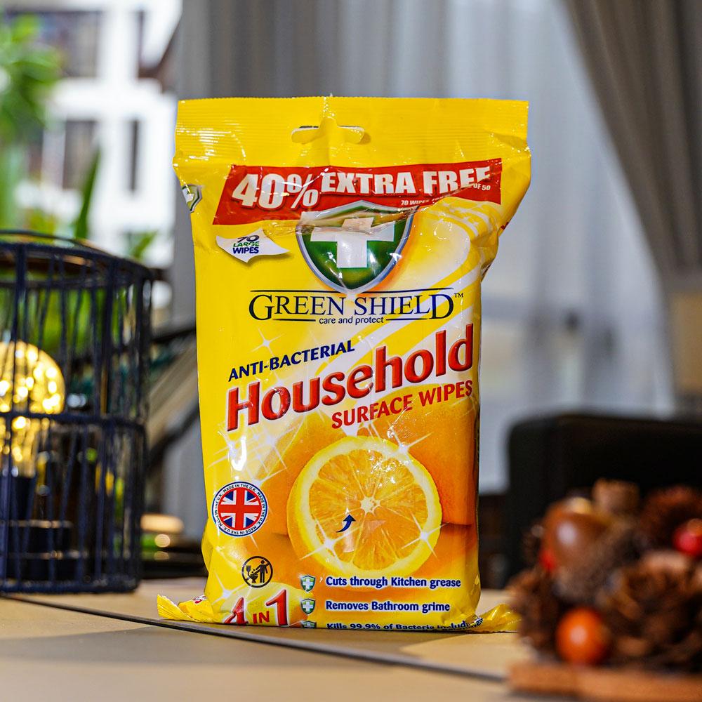 Greenshield Anti-Bacterial Household Wipes 70's - HOUZE - The Homeware Superstore